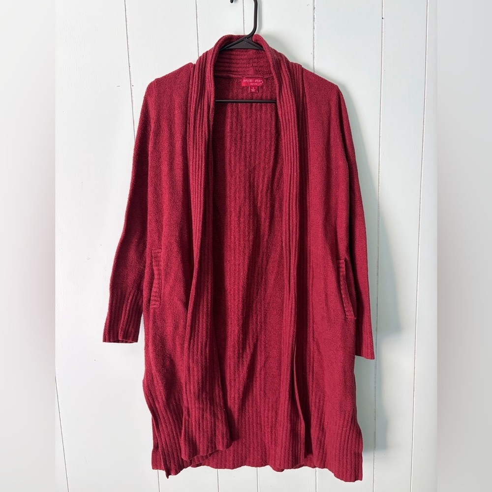 Barefoot dreams red cardigan long CozyChic lite open front knit longline small